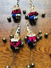 Katherine's Collection. Jesters with springs and bells for legs and arms. Retired. $12 each.