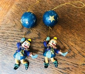 Katherine's Collection. Clown hanging from balloon. Retired. Small. $15 each.