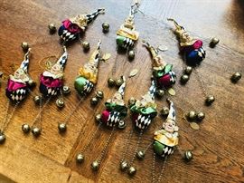 Katherine's Collection. Jesters with springs and bells for legs and arms. Retired. $12 each.