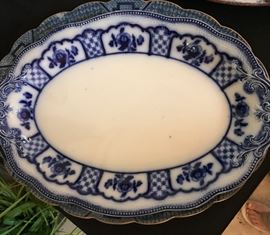 W.H. Grindley Melbourne marking. Antique (1891-1914). Flow Blue 15" tray. $75.