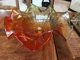 Wavy glass plate to hang on wall. 17.5". $75