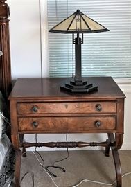 Ethan Allen Night Stand with Mission Style Lamp