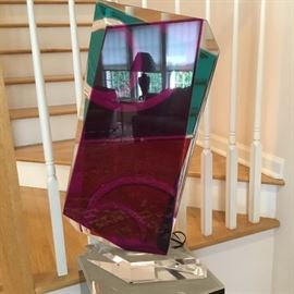 Shlomi Haziza signed original lucite sculpture with matching lucite stand $1200