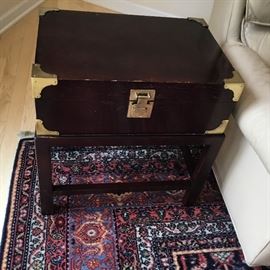 Asian brass accents solid wooden box/table $120