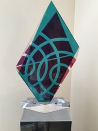 Shlomi  Haziza lucite Original signed sculpture with matching lucite stand.  $1200