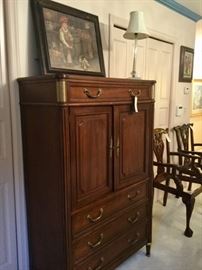 BAKER ARMOIRE, VINTAGE PRINT FROM LEE DUBIN, Chippendale chairs