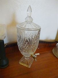 Vanity glass beverage dispenser with spigot