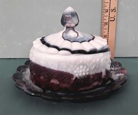 Slag Glass Butter Dish