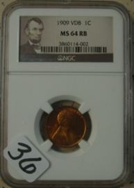 NGC Graded 1909 VDB 1 Cent Coin