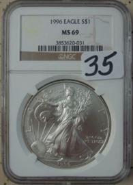 NGC Graded MS 69 1996 Silver Eagle