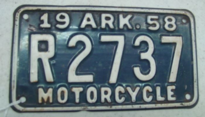 1958 Arkansas Motorcycle License Plate