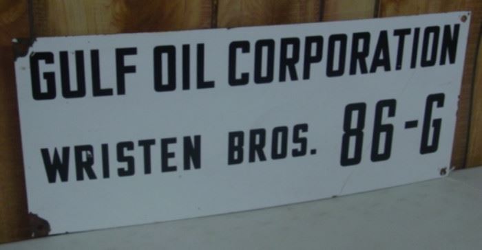 Porcelain Gulf Oil Corp. Sign