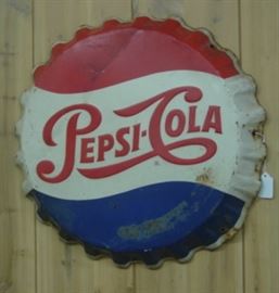 1965 Metal Pepsi Cola Bottle Cap Sign