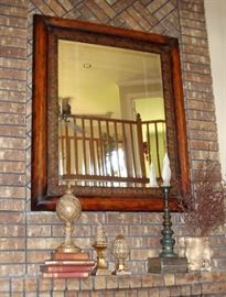 GORGEOUS "VERY LARGE" METAL MIRROR WITH VERDIGRIS MEDALLIONS
