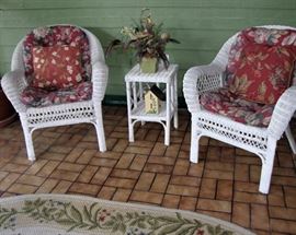 WICKER LOUNGE CHAIRS and TABLE