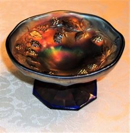 OLD FENTON CARNIVAL GLASS COMPOTE