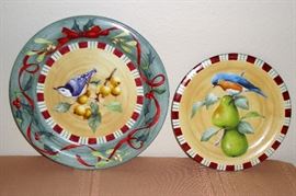 LENOX "WINTER GREETINGS" DINNER AND SALAD PLATES - WE HAVE MORE ! EACH PLATE IS UNIQUE & HAS DIFFERENT BIRDS AND FRUIT.
