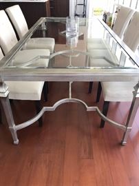 zGallerie Dining Table and Creme Chairs 6 7 feet long x 41 wide