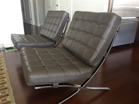 Pair of ZGallerie Grey Leather Barcelona Chairs