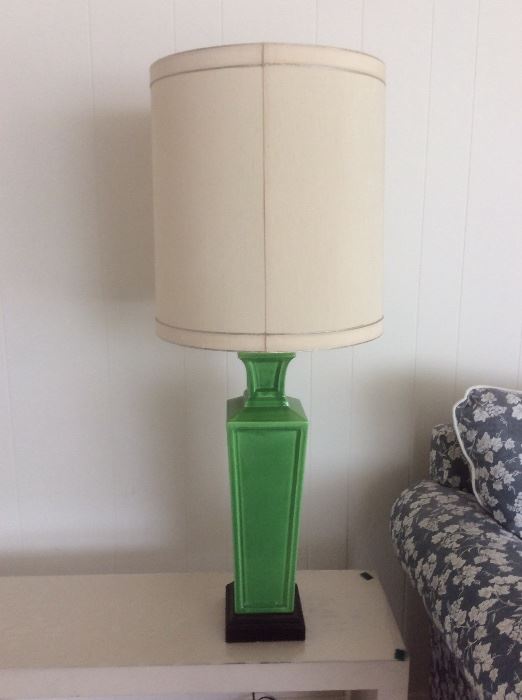 Green pottery lamp