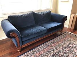 Ethan Allen Rolled Arm Velvet Sofa
