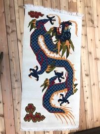 Dragon Theme Wool Rug Handwoven