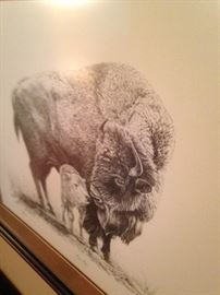 "New Hope" Buffalo and calf art (1978) by Dan Andrews