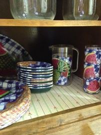 Darling poolside (plastic and safe) plates, bowls, and glasses