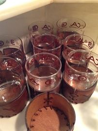 Glassware with leather koozies