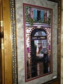 Framed art of "Cafe de Paris"