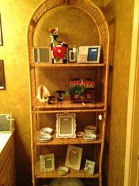Vintage wicker etagere