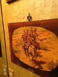 Native American art "Return of the Warriors" by C. M. Russel; he created more than 2,000 paintings of cowboys, Indians, and landscapes set in the Western United States.