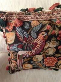 One of two decorative pillows