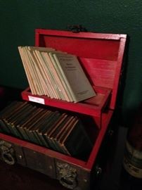 Small books; wooden box