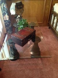 Four leg support/ glass top coffee table