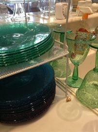 Colored plates and glasses