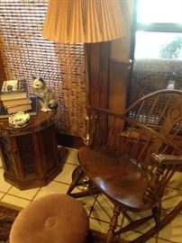 Windsor rocker; small footstool