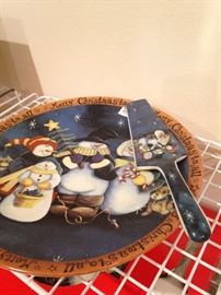 Snowman plate and server