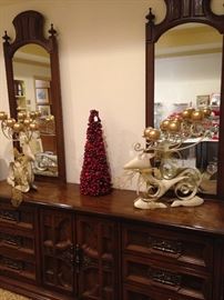 Large dresser & mirrors; matching deer