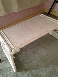 White wicker bed tray