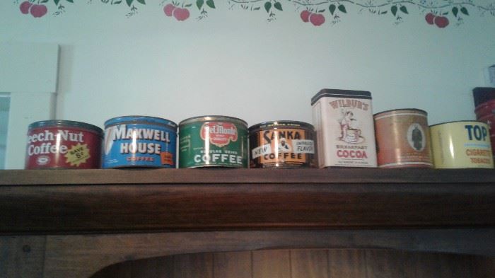 Collection of tins-but many more not shown.  Lots of great graphics