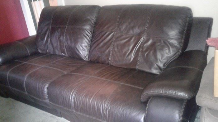 Leather couch, both sides recline!