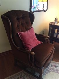 Vintage upholstered chair and ottoman 