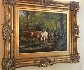 French Artist Adolphe Charles Marais - 1856-1940 - 21 x 24 Canvas / 33 x 38 with Frame - Tag from MIA exhibit.