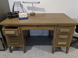 $10 Green painted wood desk - solid wood!
