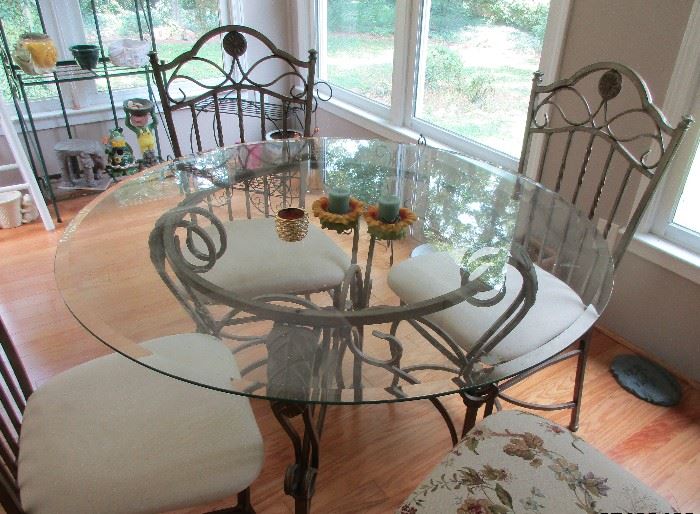 glass top table and 4 chairs