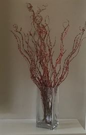Clear Vase Red Buds