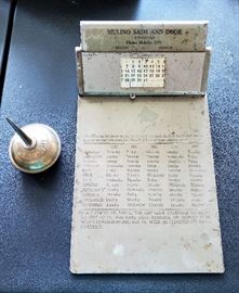 Metal sewing machine oil can, vintage metal calendar from Oregon