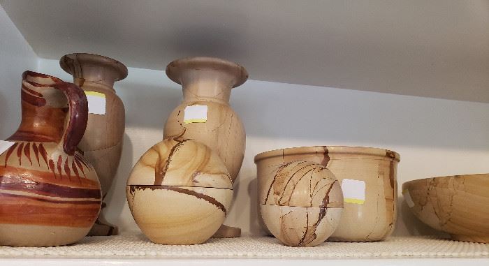 Pakistan stone bowl, vase, pitcher, egg