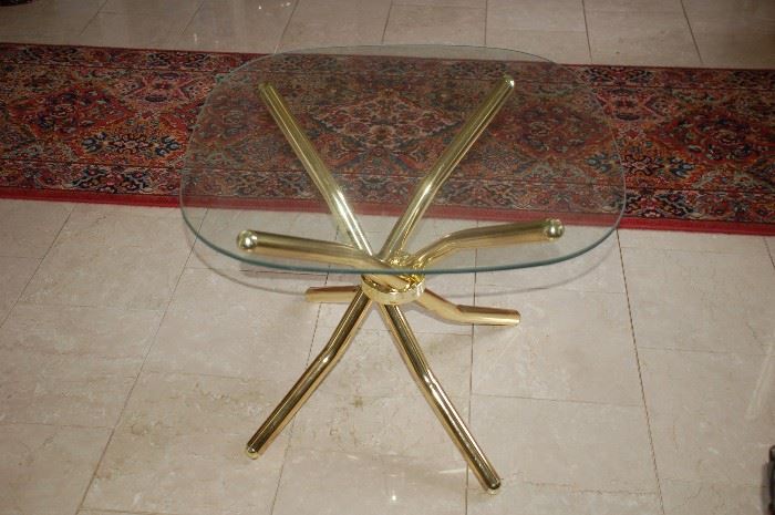 Modern brass stand/glass top table